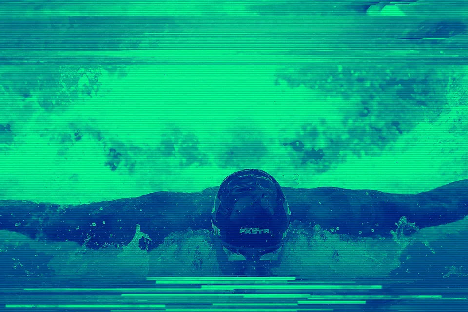 Swimmer moving powerfully through the water