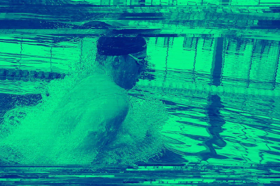 Swimmer training in the pool
